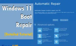 Ekran naprawy automatycznej systemu Windows 11, pokazujący opcje takie jak przywracanie systemu i wiersz poleceń. To jest ekran **windows boot manager**.