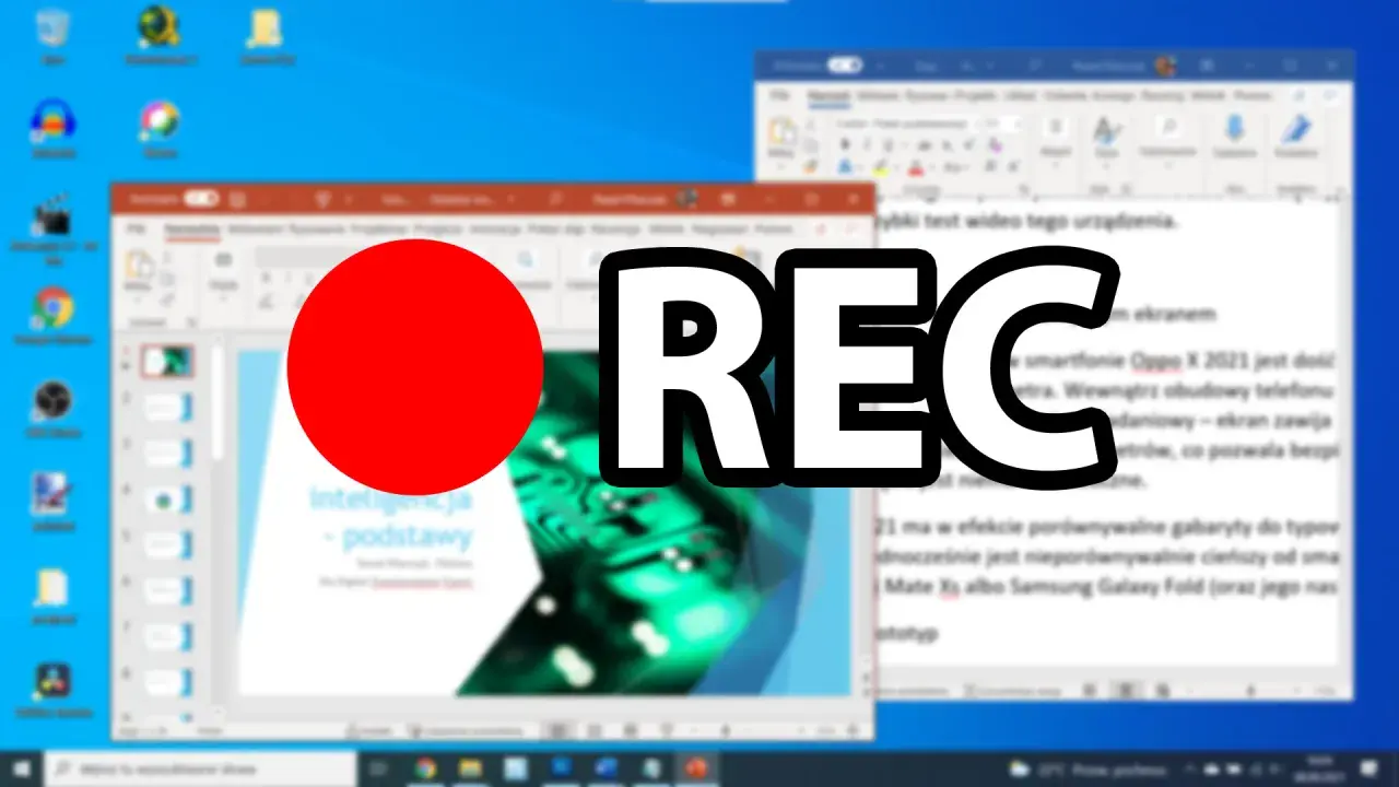 Jak nagrywać ekran na laptopie? Czerwona kropka i napis REC sugerują rozpoczęcie nagrywania.