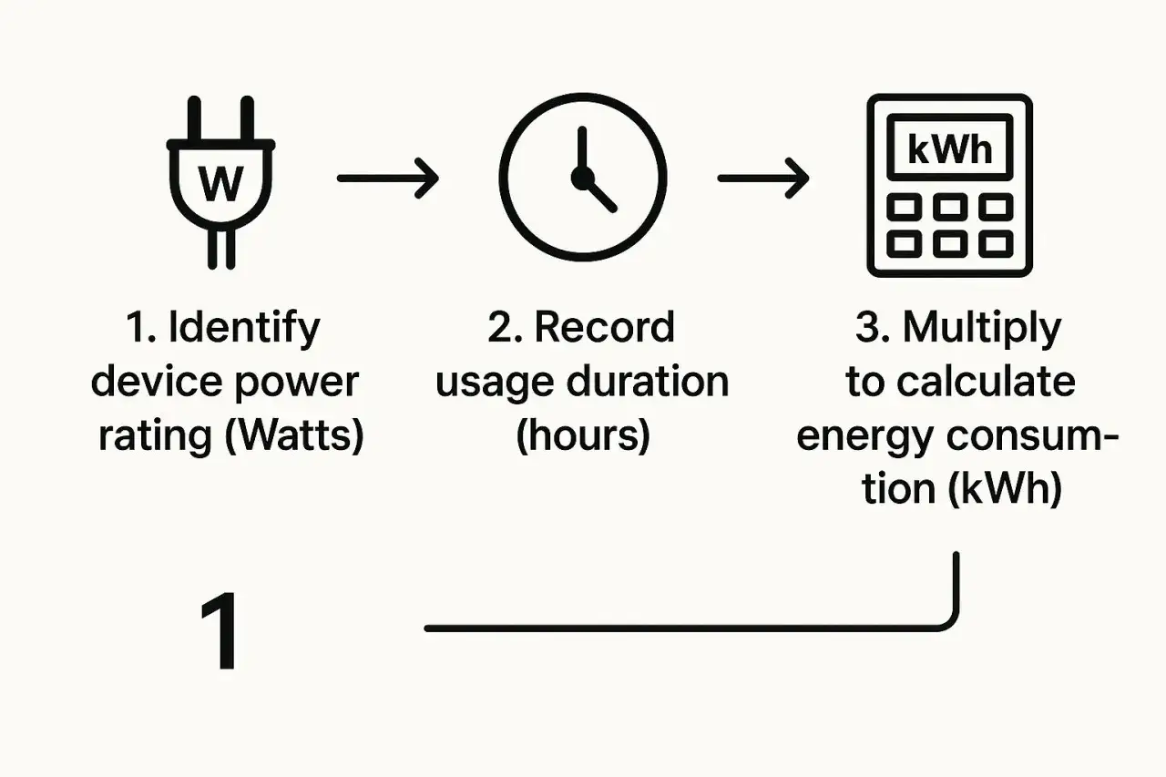 Jak obliczyć zużycie energii elektrycznej: sprawdź moc urządzenia (W), czas pracy (h) i pomnóż, by uzyskać kWh.