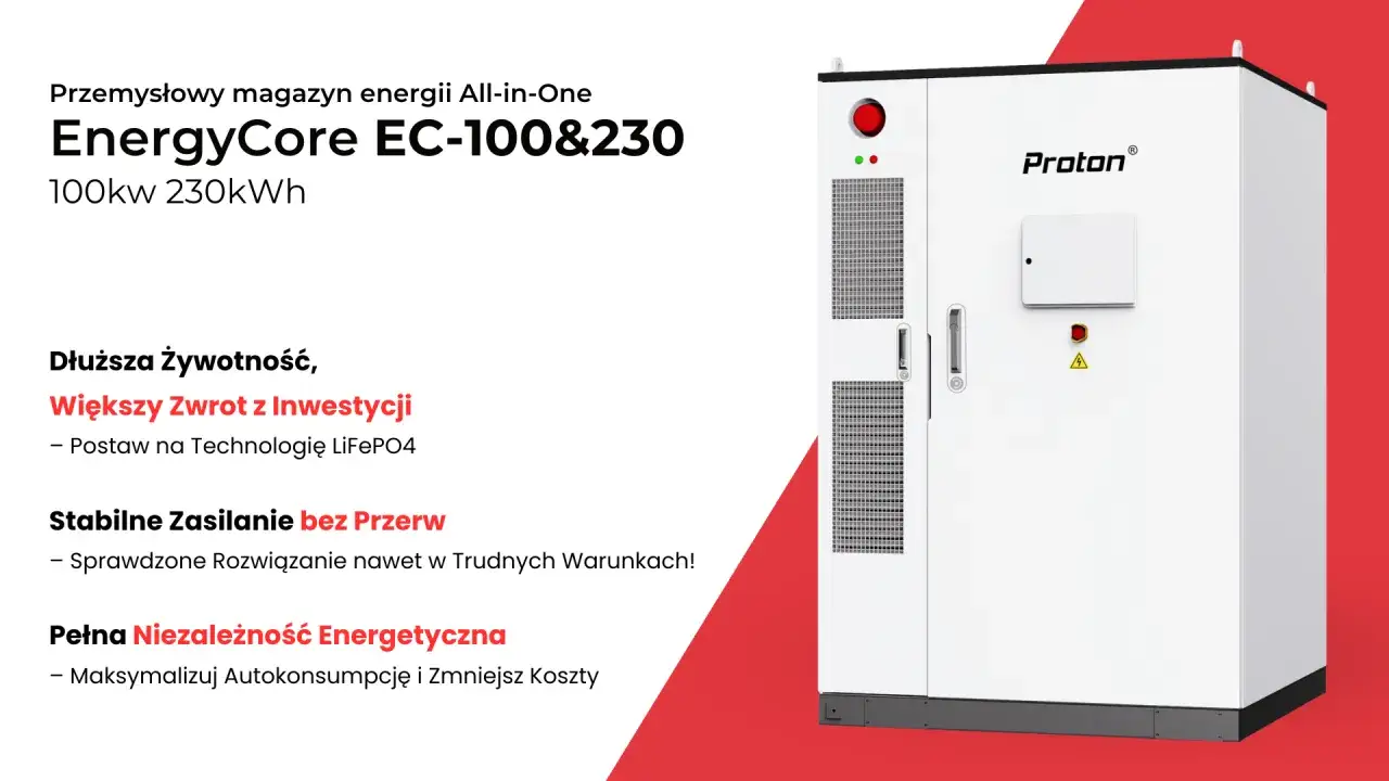 Przemysłowy magazyn energii EnergyCore EC-100&230 100kW 230kWh. Sprawdź atrakcyjną magazyn energii 100 kwh cenę i zyskaj niezależność energetyczną.