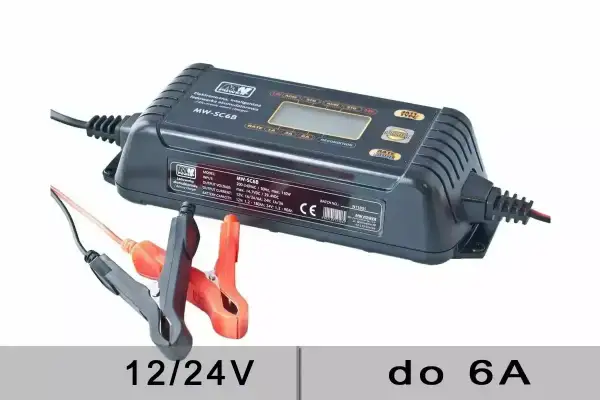 Inteligentna ładowarka MW-SC6B do akumulatorów 12V/24V, z prądem ładowania do 6A.