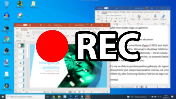 Jak nagrywać ekran na laptopie? Czerwona kropka i napis REC sugerują rozpoczęcie nagrywania.